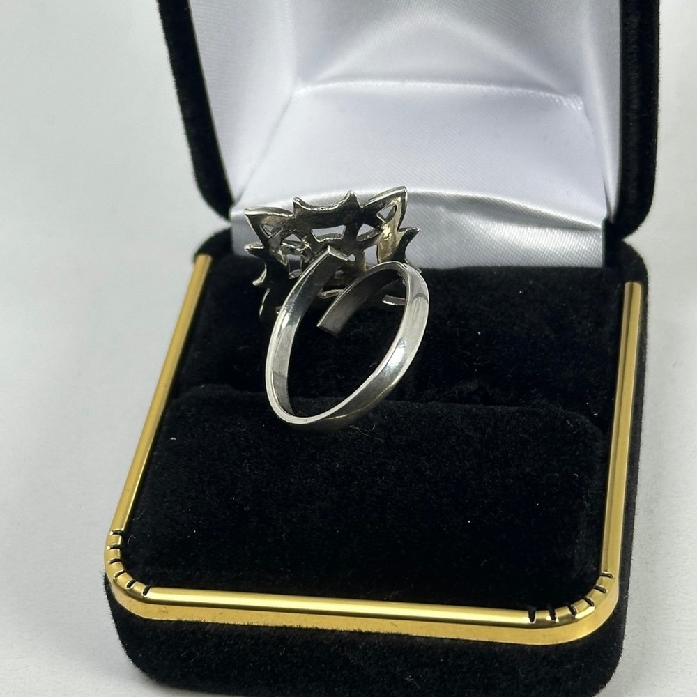 Sterling Silver Celtic Pentacle Ring Size 7 Wiccan Pagan Crescent Moon Band - Picture 5 of 8